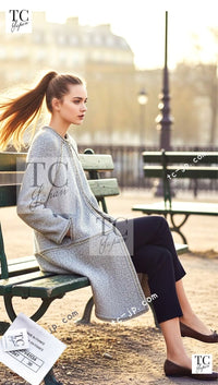 CHANEL 16A Beige Gold Braid Trim Wool Cotton Zipper Tweed Coat 38 シャネル ベージュ ゴールド ブレイド トリム ウール コットン ジッパー ツイード コート 即発