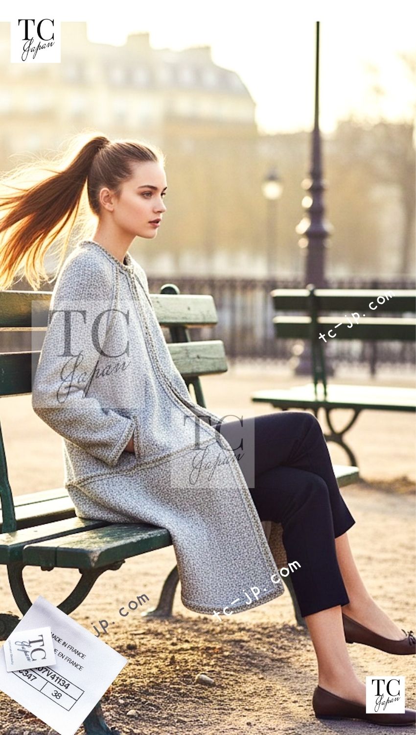 CHANEL 16A Beige Gold Braid Trim Wool Cotton Zipper Tweed Coat 38 シャネル ベージュ ゴールド ブレイド トリム ウール コットン ジッパー ツイード コート 即発