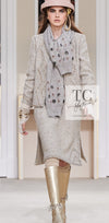 CHANEL 16A Gray Gold Trim Tweed Jacket Skirt Suit 36 38 シャネル グレー ゴールド トリム ツイード ジャケット スカート スーツ 即発