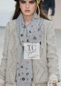 CHANEL 16A Gray Gold Trim Tweed Jacket Skirt Suit 36 38 シャネル グレー ゴールド トリム ツイード ジャケット スカート スーツ 即発