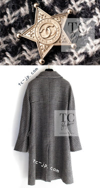 CHANEL 14PF Dark Chocolate Gray Mohair Light Long Coat 38 シャネル ダークチョコレート グレー ホワイト モヘア とっても軽くてふんわり暖か ロング コート 即発