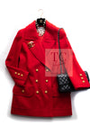 CHANEL 96A Vintage Red Gripox Buttons Double Wool Long Jacket Coat 38 40 シャネル ヴィンテージ レッド グリポア 宝石 ボタン タブル ウール ロング ジャケット コート 即発