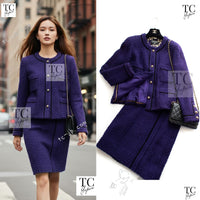CHANEL 93A Vintage Purple Wool Tweed Jacket Skirt Suit 38 40 42 シャネル ヴィンテージ プラム パープル ウール ツイード ジャケット スカート スーツ 即発