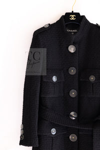 CHANEL 17PF Black CC Big Logo Buttons Wool Long Coat 38 40 シャネル ブラック CC ロゴ ビッグ ボタン ロング コート 即発