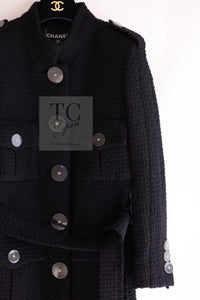 CHANEL 17PF Black CC Big Logo Buttons Wool Long Coat 38 40 シャネル ブラック CC ロゴ ビッグ ボタン ロング コート 即発