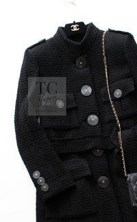 CHANEL 17PF Black CC Big Logo Buttons Wool Long Coat 38 40 シャネル ブラック CC ロゴ ビッグ ボタン ロング コート 即発