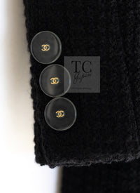 CHANEL 17PF Black CC Big Logo Buttons Wool Long Coat 38 40 シャネル ブラック CC ロゴ ビッグ ボタン ロング コート 即発