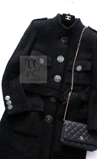 CHANEL 17PF Black CC Big Logo Buttons Wool Long Coat 38 40 シャネル ブラック CC ロゴ ビッグ ボタン ロング コート 即発