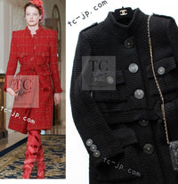 CHANEL 17PF Black CC Big Logo Buttons Wool Long Coat 38 40 シャネル ブラック CC ロゴ ビッグ ボタン ロング コート 即発