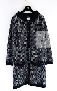 CHANEL 12B Navy Stand Collar Cashmere Silk Knit Coat Long Cardigan 36 38 40 42 シャネル ネイビー スタンド 襟 カシミヤ シルク ニット コート ロング カーディガン 即発