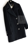 CHANEL 11PF Black Wool Gripox Square Buttons Jacket Pea Coat 38 シャネル ブラック ウール グリポワ スクエア ココ ボタン ジャケット ピー コート