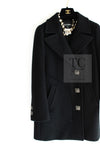 CHANEL 11PF Black Wool Gripox Square Buttons Jacket Pea Coat 38 シャネル ブラック ウール グリポワ スクエア ココ ボタン ジャケット ピー コート