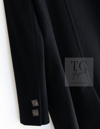 CHANEL 11PF Black Wool Gripox Square Buttons Jacket Pea Coat 44 シャネル ブラック ウール グリポワ スクエア ココ ボタン ジャケット ピー コート