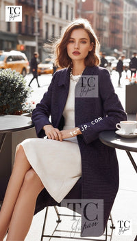 CHANEL 00A Vintage Purple Gold Wool Long Coat 38 シャネル ヴィンテージ パープル ゴールド ウール ロング コート 即発