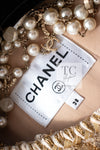 CHANEL 19S Beige Champagne Gold Zipper Short Sleeve tweed Jacket 38 シャネル ベージュ シャンパン ゴールド ジッパー ショート スリーブ ツイード ジャケット 即発