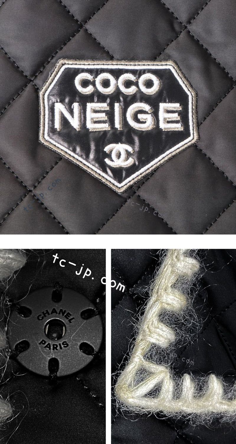 CHANEL 18N COCO Neige Black Puffer Jacket Camel Hair COCO Patch Coat 34 36 38 シャネル ココ ネージュ シャネル ブラック ブルゾン 中綿 キルティング ジャケット コート 即発