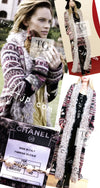 CHANEL 09PF Gray Purple Shearing Lamb Fur Trim Wool Mohair Knit Cardigan Coat 42 シャネル グレー パープル ラム ファートリム ウール モヘア ニット カーディガン コート 即発