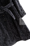 CHANEL 14B Gray Black Lion Button Belt Cotton Coat 34 36 シャネル グレー ブラック ライオン ボタン ベルト コットン コート 即発