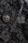 CHANEL 14B Gray Black Lion Button Belt Cotton Coat 34 36 シャネル グレー ブラック ライオン ボタン ベルト コットン コート 即発