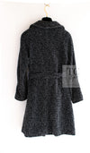 CHANEL 14B Gray Black Lion Button Belt Cotton Coat 34 36 シャネル グレー ブラック ライオン ボタン ベルト コットン コート 即発