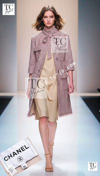 CHANEL 16PF Mauve Pink Black Ribbon Wool Tweed Coat 36 シャネル モーブピンク ブラック リボン ウール ツイード コート 即発