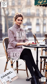 CHANEL 16PF Mauve Pink Black Ribbon Wool Tweed Coat 36 シャネル モーブピンク ブラック リボン ウール ツイード コート 即発 - TC JAPAN