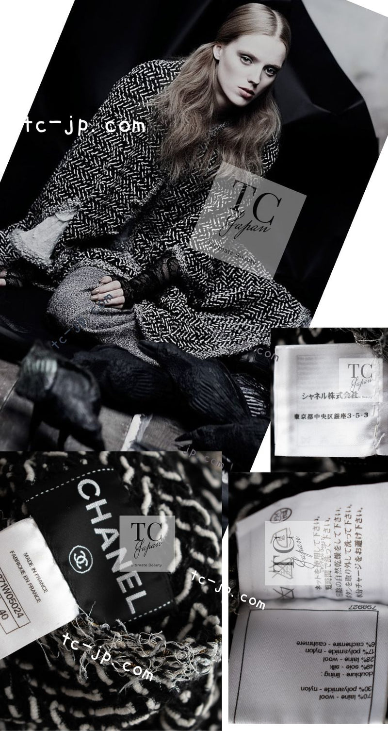 CHANEL 11A Black Gray Ivory Jacket Coat Cape Mantle 38 40 42 シャネル ブラック グレー アイボリー ジャケット カーディガン コート ケープ ポンチョ 即発