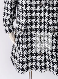 CHANEL 16B Black White Houndstooth Hooded Zip Coat 38 40 42 シャネル ブラック ホワイト 千鳥格子 ジッパー フード付き コート 即発