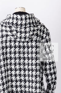 CHANEL 16B Black White Houndstooth Hooded Zip Coat 38 40 42 シャネル ブラック ホワイト 千鳥格子 ジッパー フード付き コート 即発