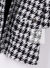 CHANEL 16B Black White Houndstooth Hooded Zip Coat 38 40 42 シャネル ブラック ホワイト 千鳥格子 ジッパー フード付き コート 即発