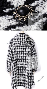 CHANEL 16B Black White Houndstooth Hooded Zip Coat 38 40 42 シャネル ブラック ホワイト 千鳥格子 ジッパー フード付き コート 即発
