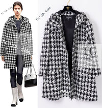 CHANEL 16B Black White Houndstooth Hooded Zip Coat 38 40 42 シャネル ブラック ホワイト 千鳥格子 ジッパー フード付き コート 即発