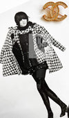 CHANEL 16B Black White Houndstooth Hooded Zip Coat 38 40 42 シャネル ブラック ホワイト 千鳥格子 ジッパー フード付き コート 即発