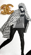 CHANEL 16B Black White Houndstooth Hooded Zip Coat 38 40 42 シャネル ブラック ホワイト 千鳥格子 ジッパー フード付き コート 即発