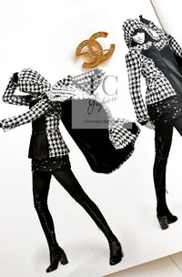 CHANEL 16B Black White Houndstooth Hooded Zip Coat 38 40 42 シャネル ブラック ホワイト 千鳥格子 ジッパー フード付き コート 即発