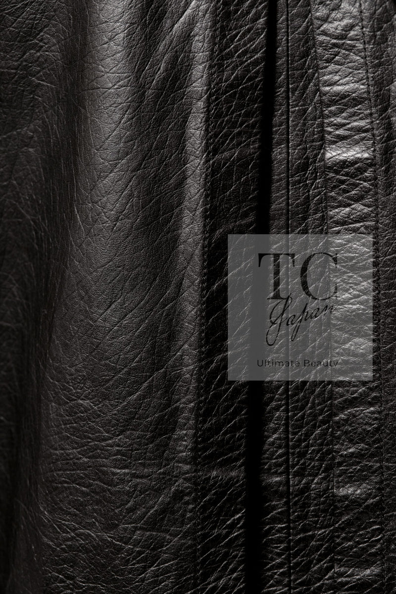 CHANEL 12A Black Motorcycle Lambskin Leather Jacket Coat 38 40 シャネル ブラック モーターサイクル ラムスキン レザー ジャケット コート 即発