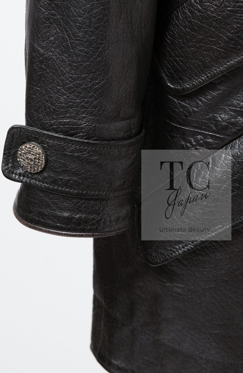 CHANEL 12A Black Motorcycle Lambskin Leather Jacket Coat 38 40 シャネル ブラック モーターサイクル ラムスキン レザー ジャケット コート 即発