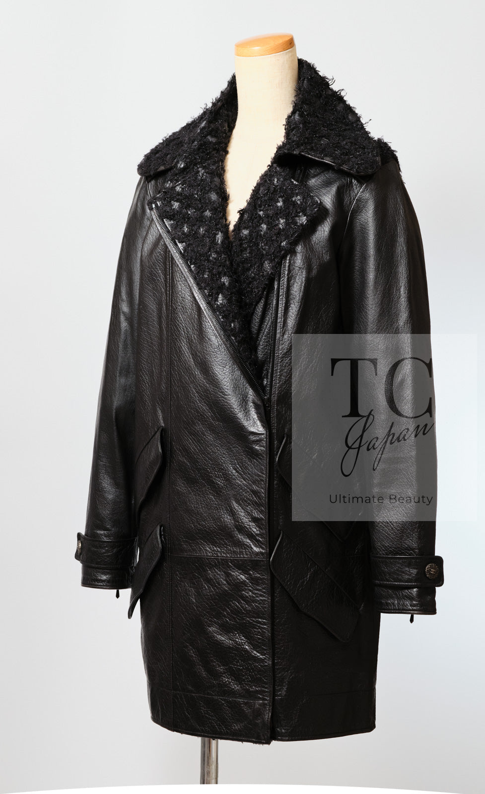 シャネル ジャケット コート CHANEL ブラック モーターサイクル