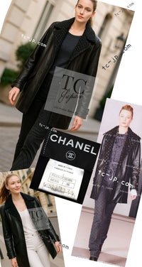 CHANEL 12A Black Motorcycle Lambskin Leather Jacket Coat 38 40 シャネル ブラック モーターサイクル ラムスキン レザー ジャケット コート 即発