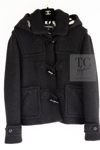 CHANEL 21B Black Wool Alpaca Blouson Duffel Jacket Coat 34 36 38 40 シャネル ブラック ウール アルパカ ブルゾン ダッフル ジャケット コート 即発
