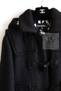 CHANEL 21B Black Wool Alpaca Blouson Duffel Jacket Coat 34 36 38 40 シャネル ブラック ウール アルパカ ブルゾン ダッフル ジャケット コート 即発
