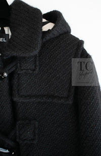 CHANEL 21B Black Wool Alpaca Blouson Duffel Jacket Coat 34 36 38 40 シャネル ブラック ウール アルパカ ブルゾン ダッフル ジャケット コート 即発