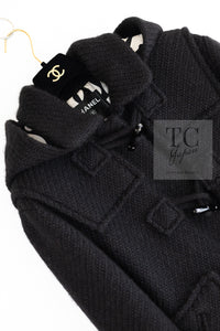 CHANEL 21B Black Wool Alpaca Blouson Duffel Jacket Coat 34 36 38 40 シャネル ブラック ウール アルパカ ブルゾン ダッフル ジャケット コート 即発