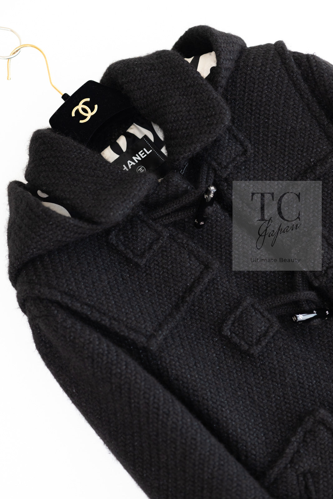 CHANEL 21B Black Wool Alpaca Blouson Duffel Jacket Coat 34 36 38 40 シャネル ブラック ウール アルパカ ブルゾン ダッフル ジャケット コート 即発