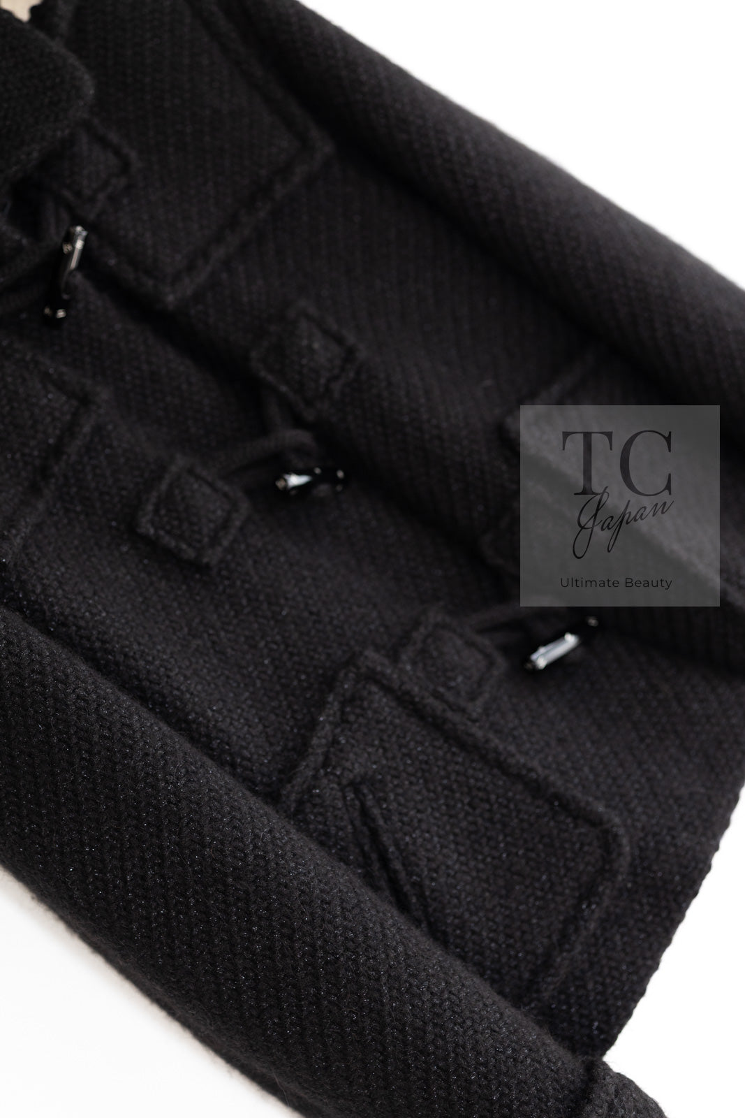 CHANEL 21B Black Wool Alpaca Blouson Duffel Jacket Coat 34 36 38 40 シャネル ブラック ウール アルパカ ブルゾン ダッフル ジャケット コート 即発