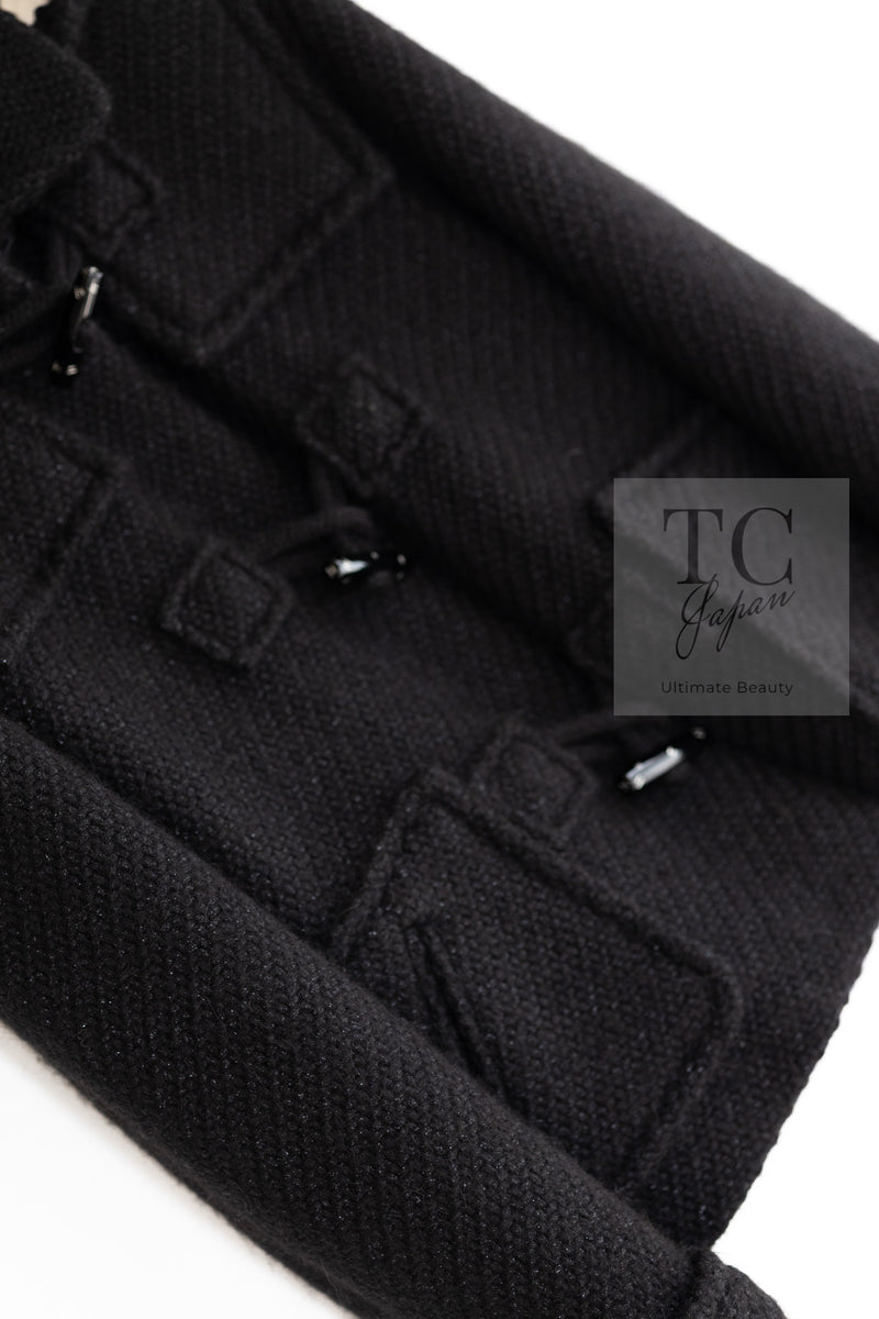 CHANEL 21B Black Wool Alpaca Blouson Duffel Jacket Coat 34 36 38 40 シャネル ブラック ウール アルパカ ブルゾン ダッフル ジャケット コート 即発