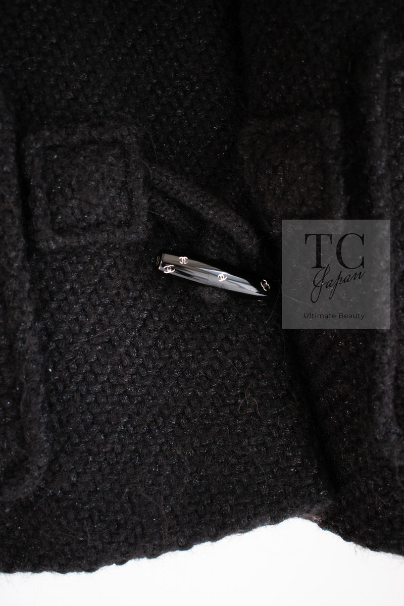 CHANEL 21B Black Wool Alpaca Blouson Duffel Jacket Coat 34 36 38 40 シャネル ブラック ウール アルパカ ブルゾン ダッフル ジャケット コート 即発