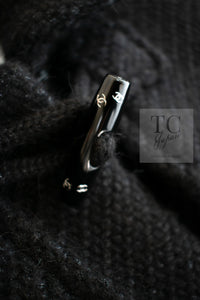 CHANEL 21B Black Wool Alpaca Blouson Duffel Jacket Coat 34 36 38 40 シャネル ブラック ウール アルパカ ブルゾン ダッフル ジャケット コート 即発