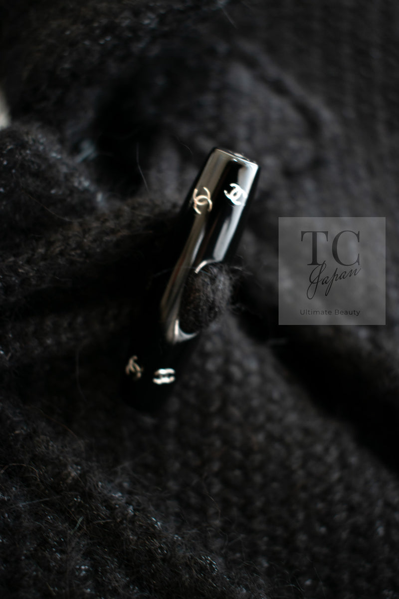 CHANEL 21B Black Wool Alpaca Blouson Duffel Jacket Coat 34 36 38 40 シャネル ブラック ウール アルパカ ブルゾン ダッフル ジャケット コート 即発