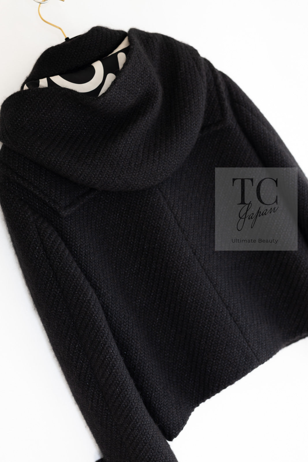 CHANEL 21B Black Wool Alpaca Blouson Duffel Jacket Coat 34 36 38 40 シャネル ブラック ウール アルパカ ブルゾン ダッフル ジャケット コート 即発